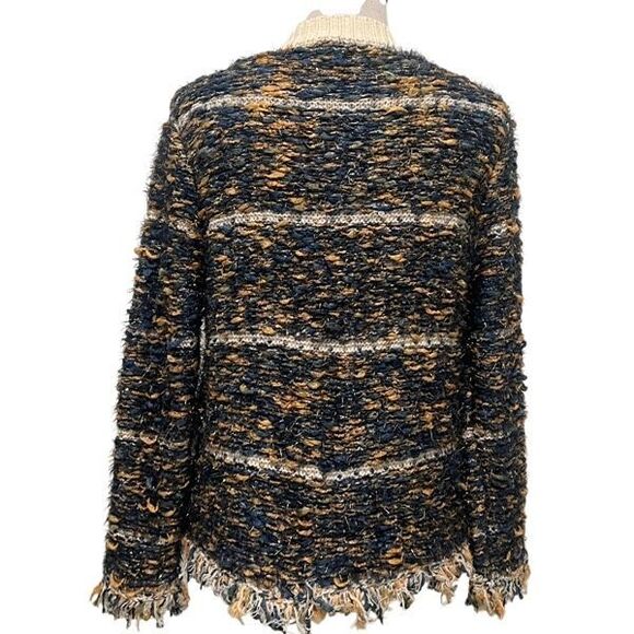 R Fashion Apparel Womens Tweed Eyelash Knit Frayed Cardigan Midnight L/XL NWT - Picture 5 of 6